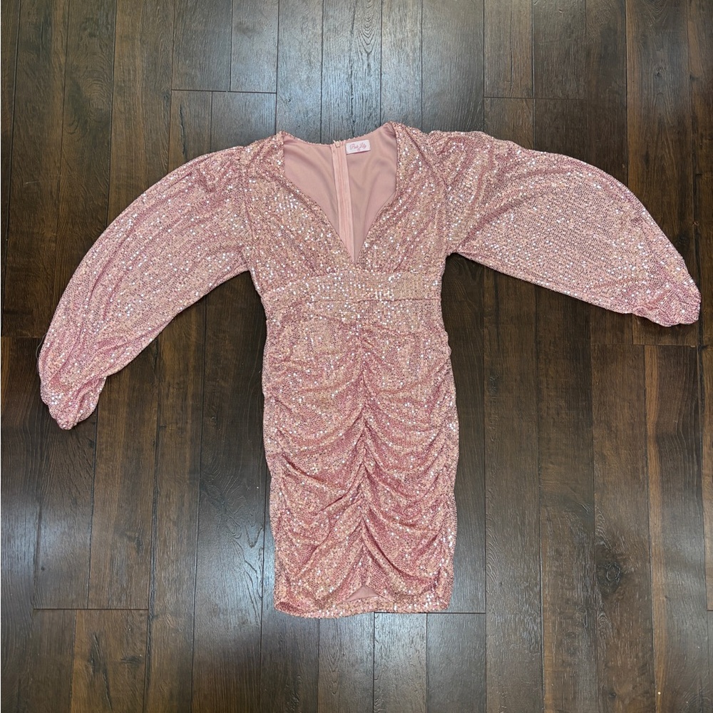 Pink Lily Blush Sequin Dress Size Medium